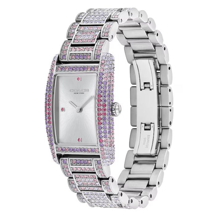 Coach Reese Pink and Purple Crystal, Silver Tone, Stainless Steel 24mm x 36mm Watch - 14504413 - Image 3