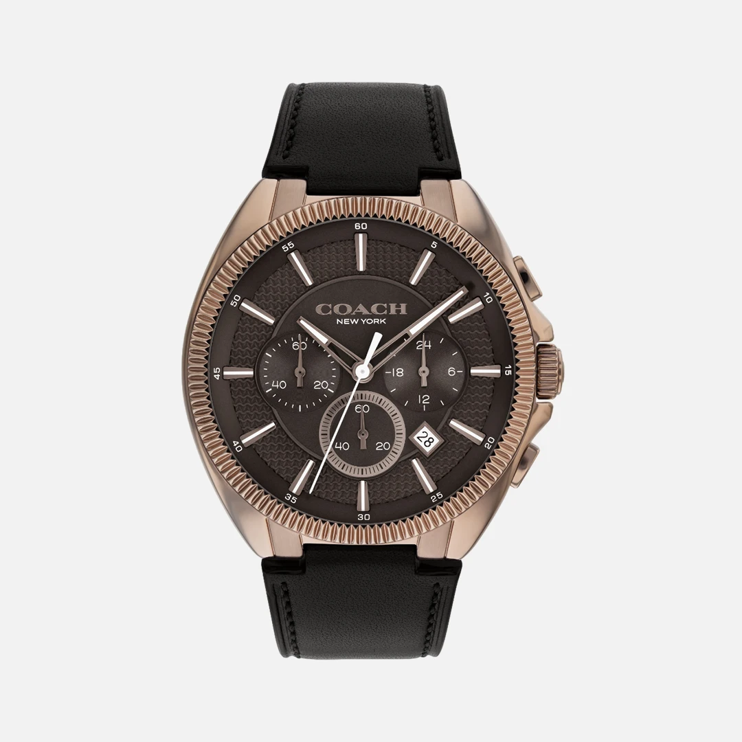 Coach Jackson Black Leather 45mm Watch- 14602685