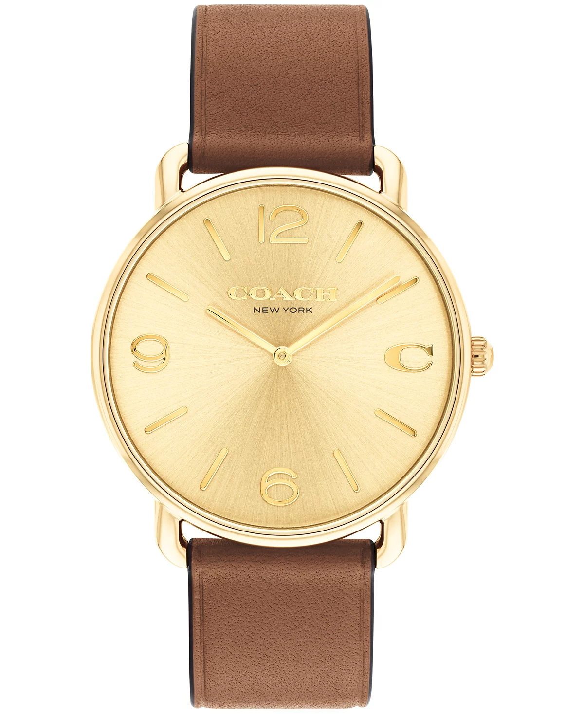 Coach Elliot Leather Strap Gold-Tone Dial 40mm Watch- 14602646