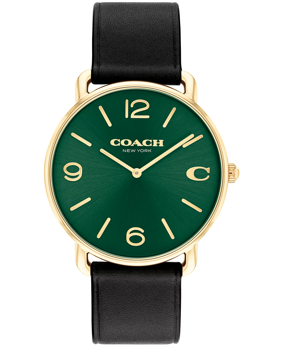 Coach Elliot Leather Strap Green Dial 40mm Watch- 14602648