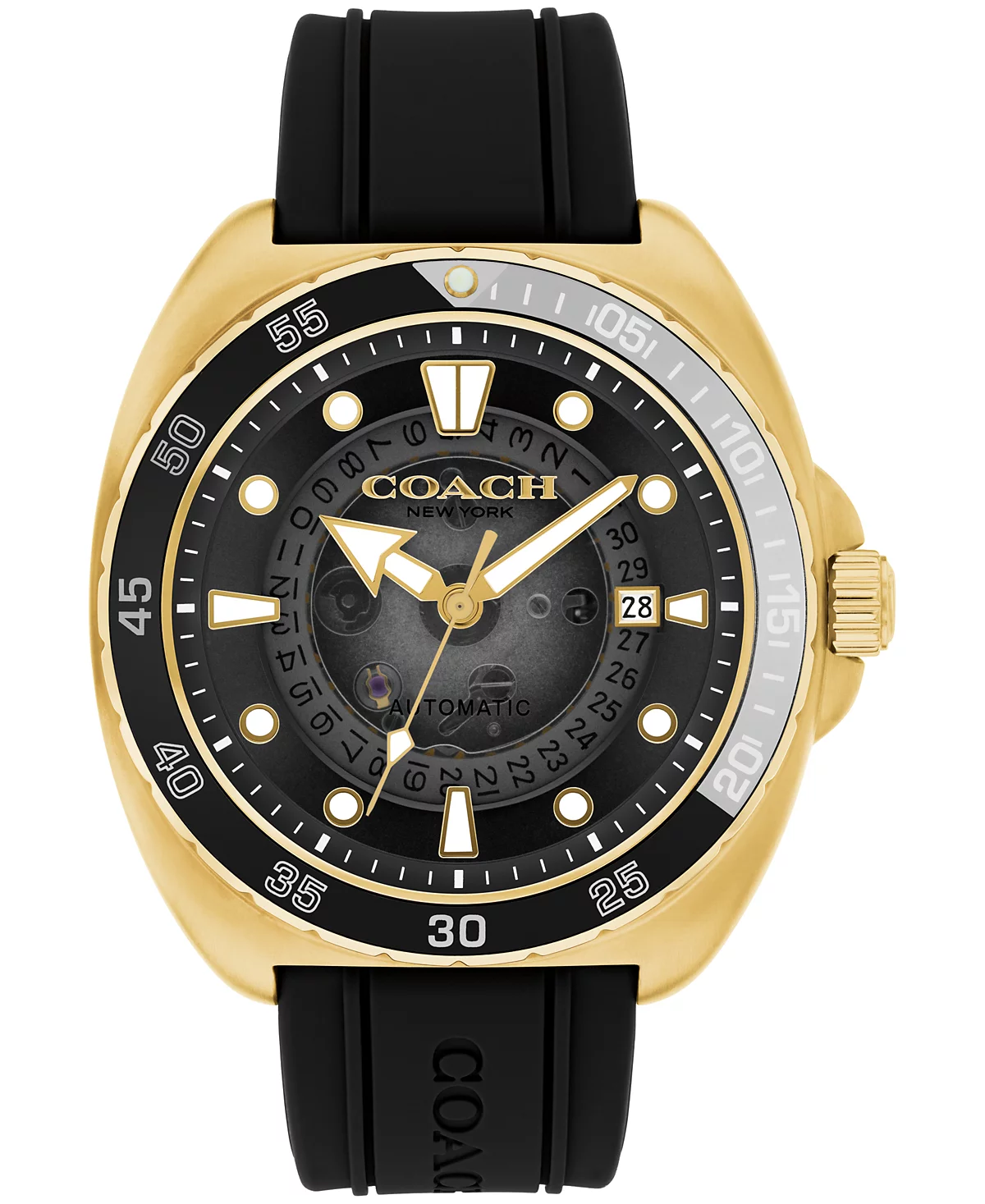 Coach Charter Black Silicone Automatic 44mm Watch-14602718