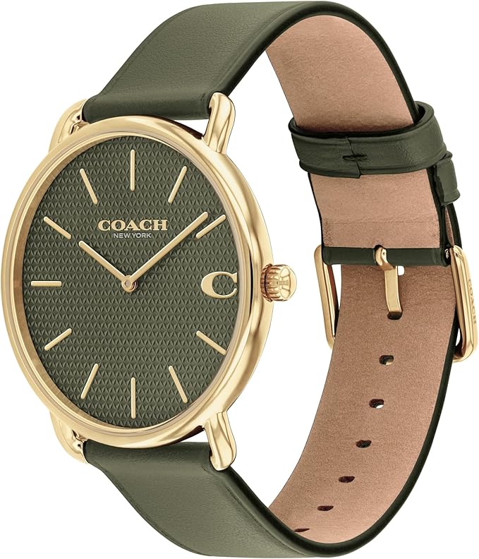 Coach Elliot Green Leather Strap 41mm Watch-14602723