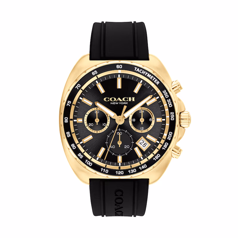 Coach Charter Black Silicone Gold-Tone 44mm Watch-14602708