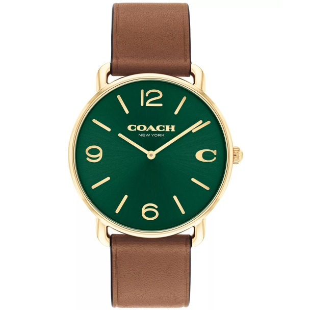 Coach Elliot Leather Strap Green Dial 41mm Watch- 14602698