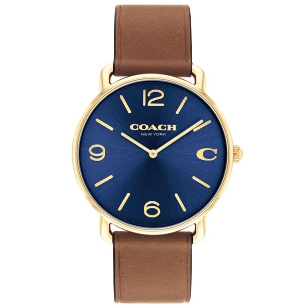 Coach Elliot Leather Strap Navy Blue Dial 41mm Watch- 14602644